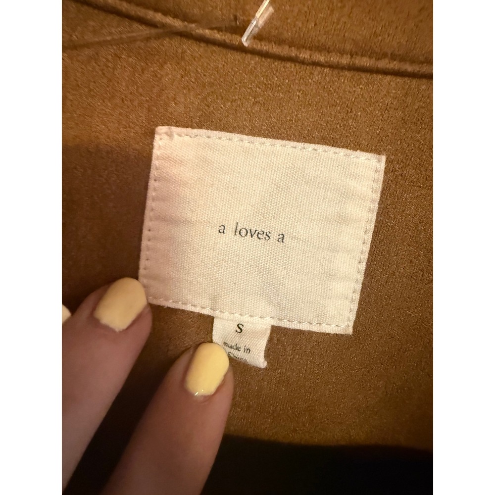 A Loves A Tan Faux Suede Button Down Shirt Dress Long Sleeve Small Camel Western - Picture 2 of 3